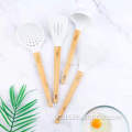 Manuse de bambu Silicone Kitchen Cooking Utensil Conjuntos